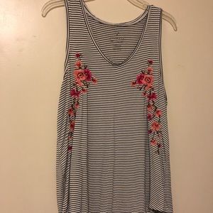 Jersey material striped flower print tank